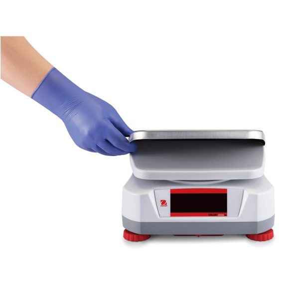The Ohaus Valor 2000 features a removable stainless steel top plate for easy cleaning.